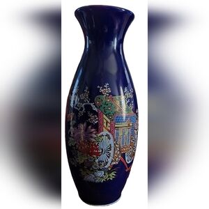 vintage Japanese cobalt blue vase